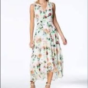 NWT-Calvin Klein Printed Chiffon Faux-Wrap Dress